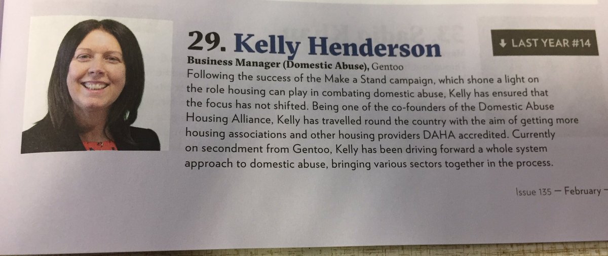 Yay! One of my fave times of year - @24housing #PowerPlayers! Delighted to see my fave #DomesticAbuse champions @GudrunBurnet & @kelda_kelly still rocking their well deserved places!