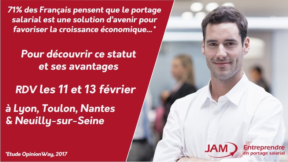 Découvrez le statut hybride du #PortageSalarial lors de présentations les 11 et 13 février à #Toulon, #Lyon, #Nantes et #NeuillysurSeine
Infos &amp; inscriptions : buff.ly/2XACtMK
