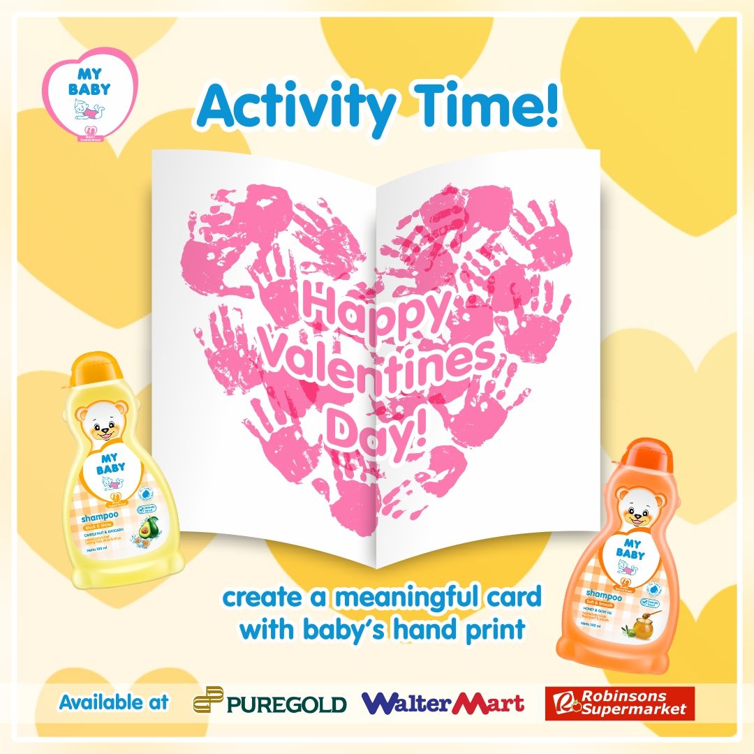 mybabyphl's tweet photo. Activity Time: Moms and Dads, you can make a nice, and very meaningful VDay Card from your baby's hand print! This will definitely be a treasure you'll both cherish forever! #MyBabyFunTime #MyBabyPH #MyBabyPowder https://t.co/w1qE5MAdKO