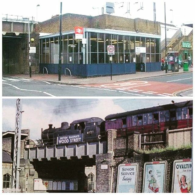 Wood Street station then and now. Top picture of Wood Street station now and bottom one picture of the other side in 1960's.  Only 2 minutes walk from our market. Love the bill boards and steam train.  #woodstreet #woodstreetmarket #E17 #Walthamstow #wal… ift.tt/2v956U3