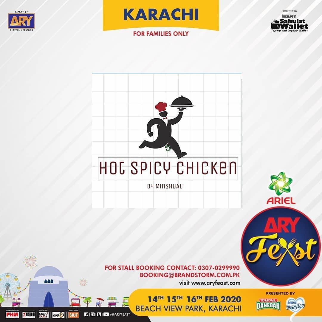 #HotSpicyChicken  #ARYFeast #Karachi 
Join us from 14th till 16th February 2020 at #BeachViewPark , Clifton. 🤩
And #Follow @aryfeast for more❗
#Ariel #TapalDanedar #NestleEveryday #ARYDigital #Food #Eateries #FoodLover #Live #Music #Concert