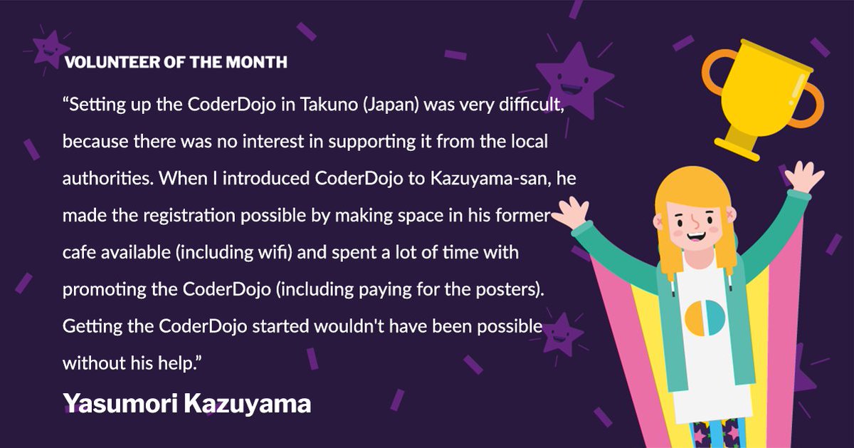 CoderDojo's tweet image. 3 reasons to put someone forward as Volunteer of the Month:
❤️ To recognise & reward their efforts 
🙌 To share what makes your Dojo special
🏆 To be in with a chance of winning prizes!
Nominate someone for FEBRUARY today!
docs.google.com/forms/d/e/1FAI… 
#CoderDojoVolunteer