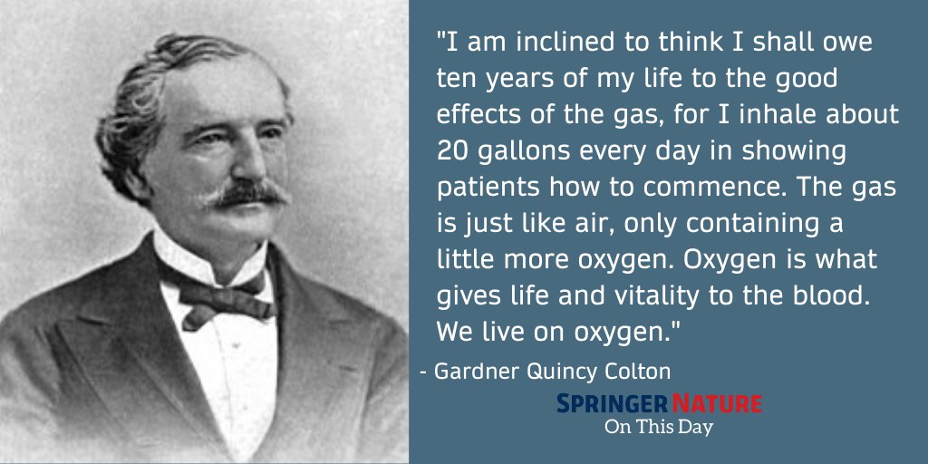Springer Nature Di Twitter Gardner Quincy Colton American Lecturer Was Born Otd In 1814 He Was The First To Administer Nitrous Oxide As An Anaesthetic Https T Co Yd76okk5up