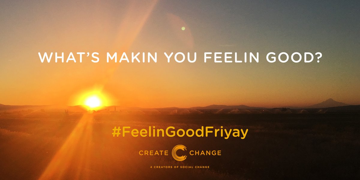createchange_me's tweet photo. On days that seem gloomy, it's important to focus on the things that make you feel good. So what's makin you feel good this week?  #FeelinGoodFriyay https://t.co/O2ZSnn3EPM