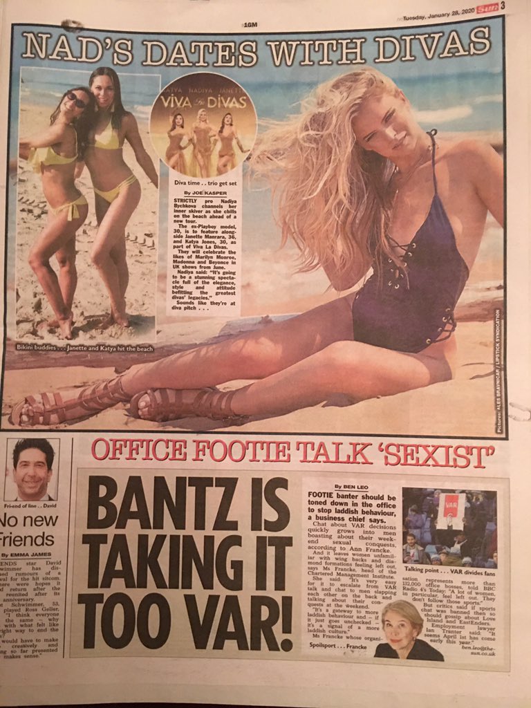 Oh god!! @NadiyaBychkova #page3 of The Sun 28/1/2020 new theatre #VivaLaDivas @JManrara and @Mrs_katjones 👏🏼👏🏼👍🏼