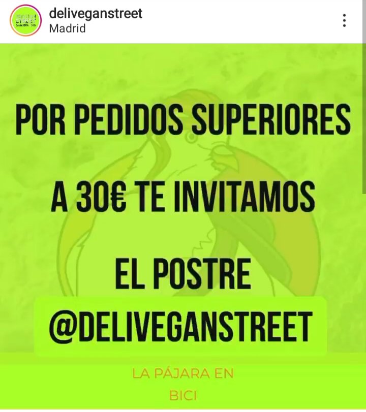 📢 Hoy comienza su andadura <a href="/deliveganstreet/">deliveganstreet</a> ➡️ comida #vegan #singluten y a domicilio ℹ instagram.com/p/B8QsnngiEv7/…. ¡Mucha suerte! #Madrid 💚