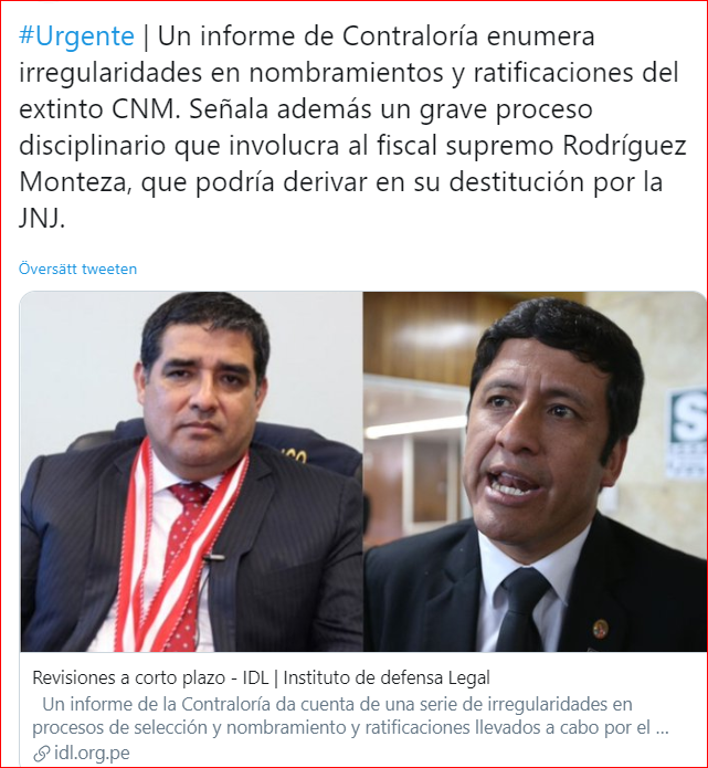 tema0902's tweet photo. Que la @JNJPeru actue de una vez, TANTO TIEMPO ESPERANDO POR JUSTICIA y NADA! Esos 3 #FS
@FiscaliaPeru #Chávarry #Gálvez #RMonteza un verdadero peligro en la Institución, como poder trabajar con el enemigo adentro y PERMITIR TANTA OBSTRUCCIÓN. https://t.co/qX9K7KcdBM
