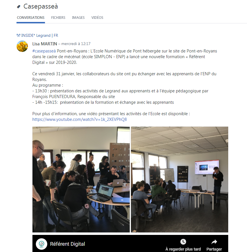 developont's tweet photo. Voici un article paru sur le réseau social de Legrand, Yammer concernant l'échangerez apprenants de Develo'Pont avec les employés de Legrand Pont en Royans. #legrand #developont #epnduroyans https://t.co/DnssboNlGu