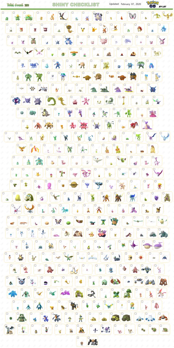 Pokémon Shiny Checklist  Pokemon, Shiny pokemon, Pokemon pokedex