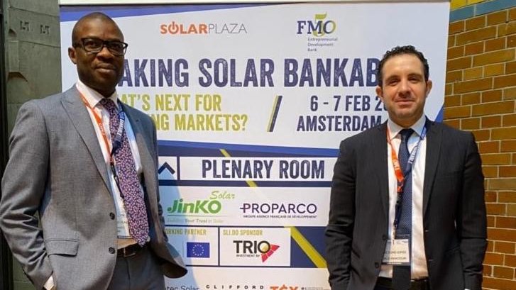 TheOPECFund's tweet photo. Two of our Private Sector colleagues at #MakingSolarBankable. @TheOPECFund is proud to finance #renewableenergy in developing countries. To date, we have invested US$1.2bn for 157 renewable energy operations in 68 countries🌍☀️👉https://t.co/9PgmjvVGTq #SDG7 @FMO_development https://t.co/A6v9vTiXkU