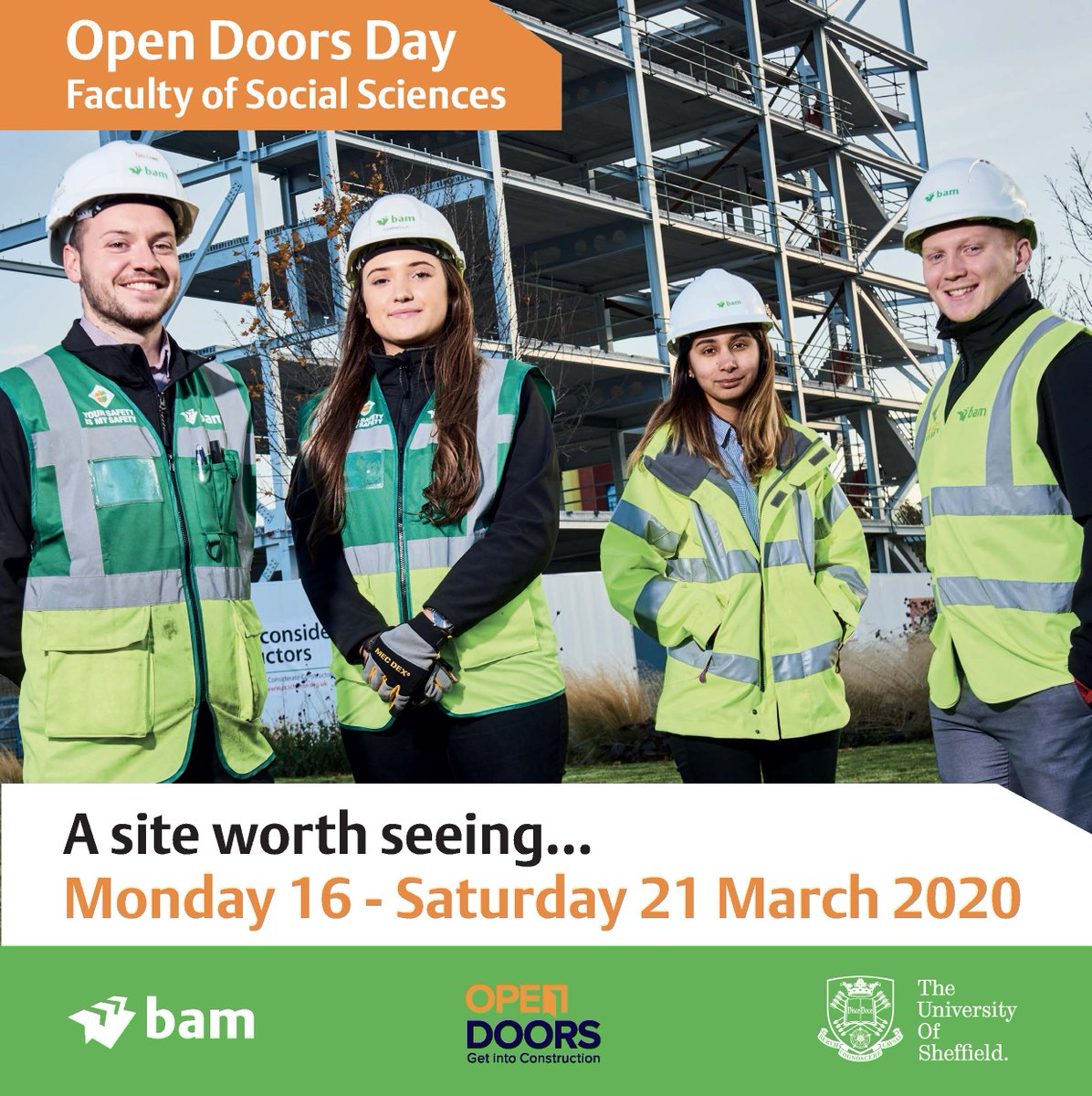 JohnPhillipsBAM's tweet photo. Book a place on a @BAMConstructUK Site Tour of the @UniversityLeeds Faculty of Social Sciences Site, taking place Monday 16 - Saturday 21 March. Book here: https://t.co/KDqyoyTv8U @UniShefCareers @OpenDoorsWeek @UniShefEngage @HallamSSA @SheffCouncil @ENAbleFutures https://t.co/NFLTVEZDFN