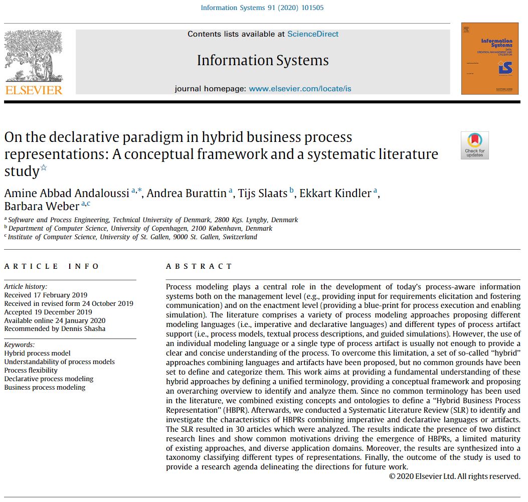 DTU_SPE's tweet photo. Have a look at our latest paper: "On the #declarative paradigm in #hybrid #BusinessProcess representations: A #ConceptualFramework and a #SystematicLiteratureStudy" accepted at @ElsevierConnect #InformationSystems.

📄 https://t.co/6PzbsVb2oQ
🔓 https://t.co/RS01xisJ8o https://t.co/Od4dNFgryB
