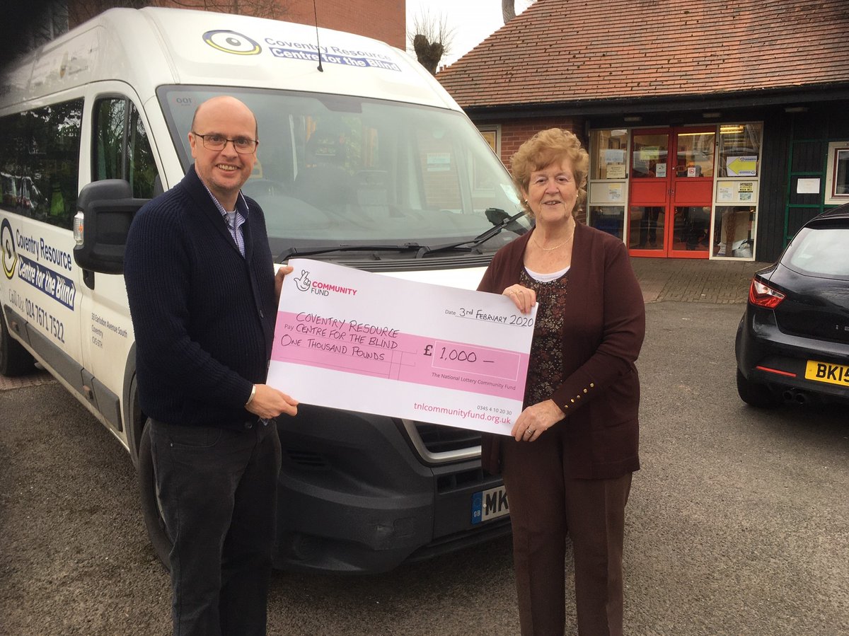 We're delighted to announce that we've been awarded a cheque for £1,000 from #CelebrateNationalLottery25 towards our campaign to buy a new minibus!🚐

A huge thank you to The National Lottery for supporting the vital work we do with blind &amp; partially sighted people in Coventry.