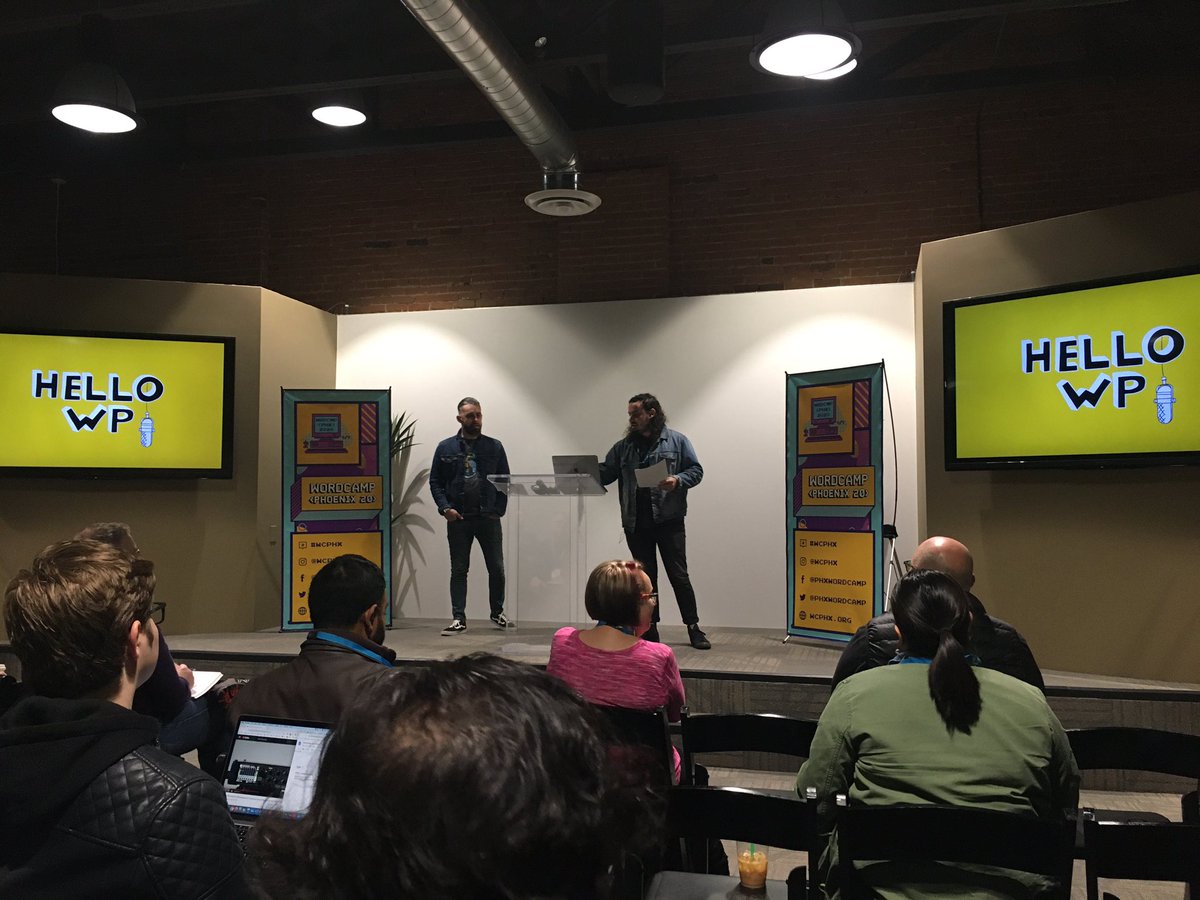 mika_benjamin's tweet photo. First panel at WordCamp Phoenix with THE coolest guys at WPMUDEV! @micahjosiahd @joshdailey #WCPHX #HelloWP https://t.co/aSoPRbX1Bf