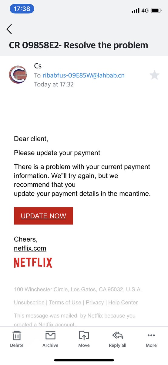 lolocanada's tweet photo. ⁦@NetflixUK⁩ ⁦@netflix⁩                             
    Phishing? https://t.co/lr1kbQGBg4