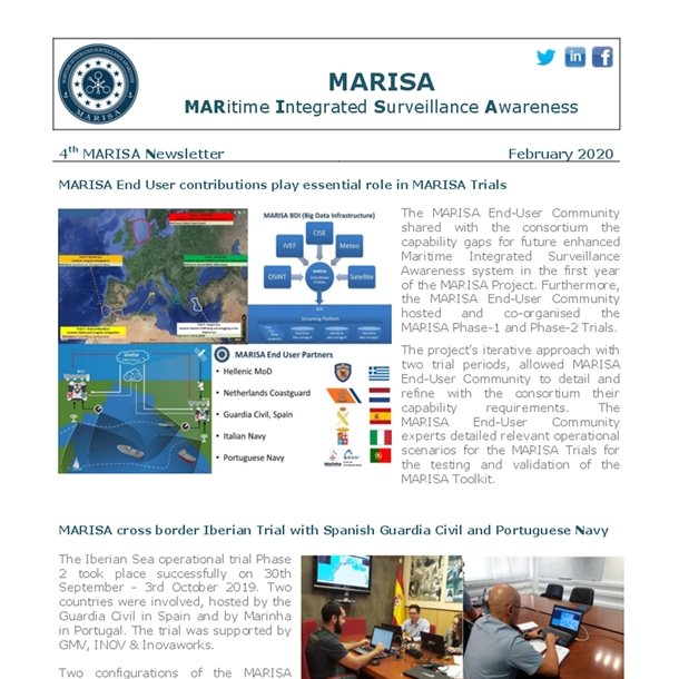 The 4th MARISA Newsletter has been published with articles on MARISA end user contributions, the MARISA operational Trials and the MARISA 3rd Workshop. #MARISAH2020 #H2020 #Maritime #Security #Surveillance #Newsletter
marisaproject.eu/images/4th_New…