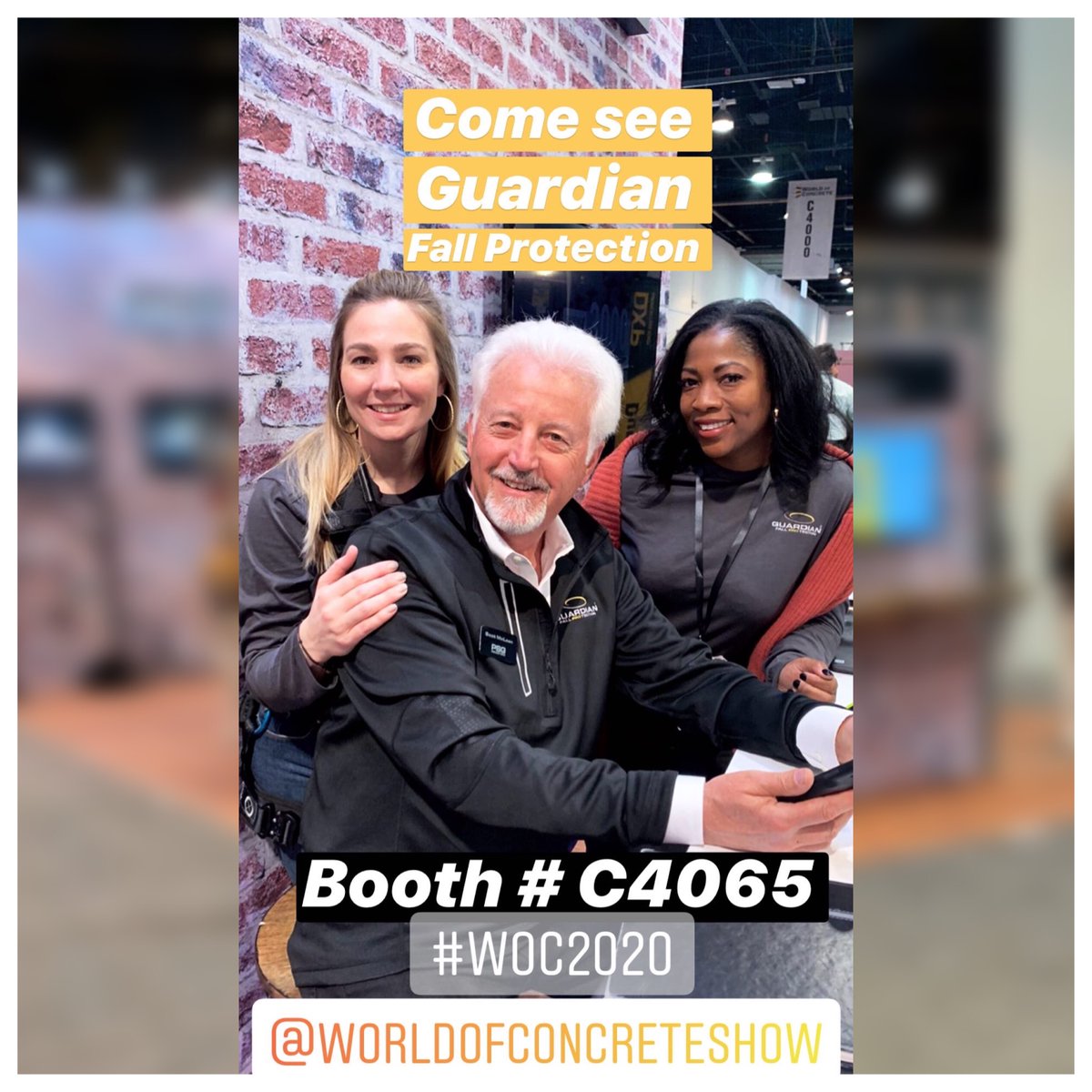 GuardianFall's tweet photo. Todayβs the last day of the World of Concrete Show. Come by if you have any questions about what #GuardianFallProtection can do to make your workforce work smarter and safer. Booth # C4065. See you there! https://t.co/W0Ux8yRAfv