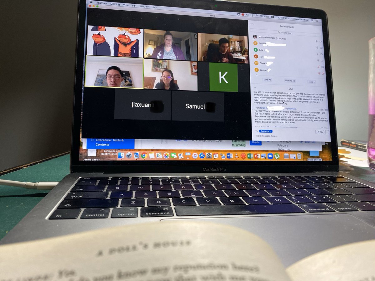 Thursday night (Friday morning) discussion with my G12 #IBDP students about “A Doll’s House.” These class discussions remain vital in preparing for their final exams. Luckily, with great platforms like @zoom_us we can continue on as normal as possible! #myCISB #togetherisbetter