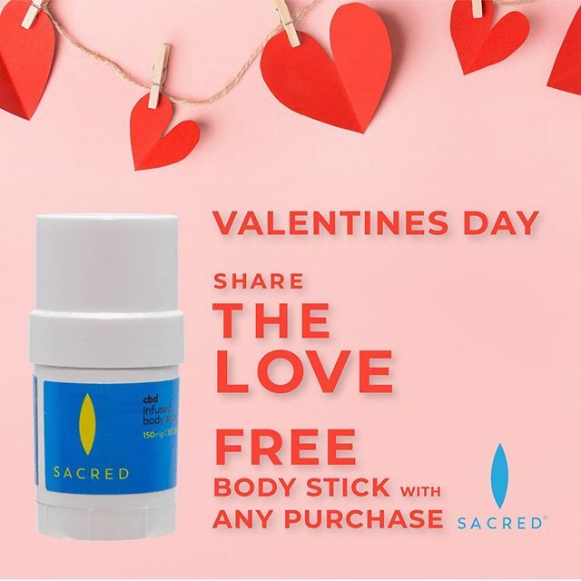 get_sacred's tweet photo. Valentines Day is just a week away. “SHARE THE LOVE”. Receive a FREE CBD BODY STICK with every online purchase. Plus, free shipping on all orders.
#sacredlove #sharethelove #getsacred #mindbodysoul #activelife #painrelief #nomess #balance #wellness #naturalhealing #loveyours… https://t.co/F1CP0rWWAx
