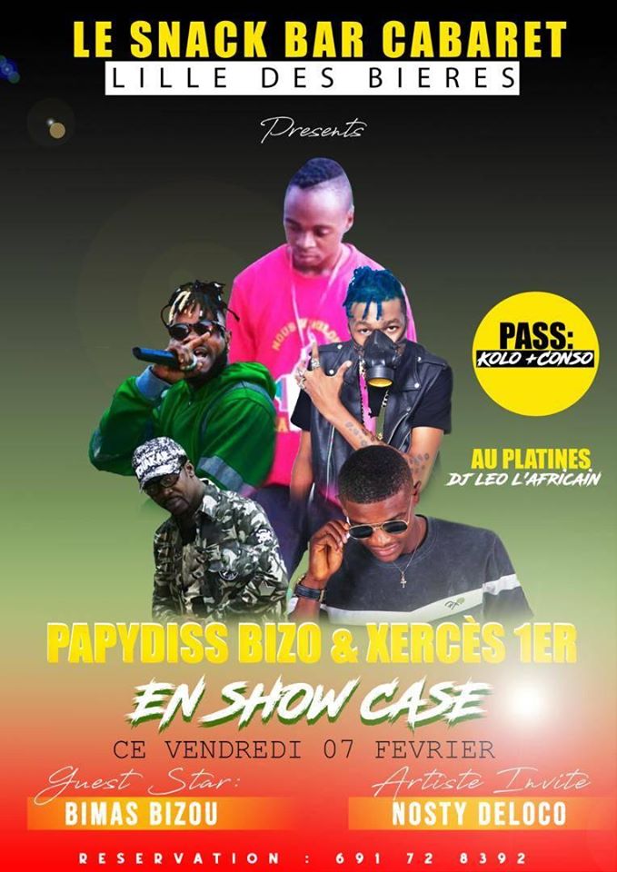 🎤 Showcase 🚩 Papydiss Bizo &amp; Xercès 1er
📅 07.02.2020
⌚ 19h00
💰 1000 Xaf 
👉 Le Snack Bar Cabaret Lille des Bières
📞 691 728 392
#DlaYdeOut #Yaoundé