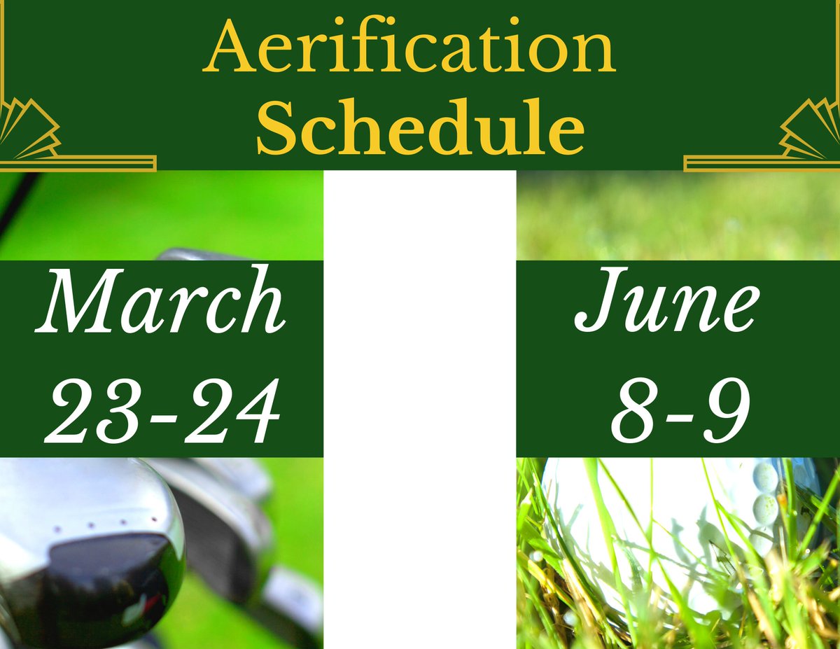 EmeraldLakeGolf's tweet photo. Mark your calendars for our aerification dates! ⛳ https://t.co/RVqkyoFp7h