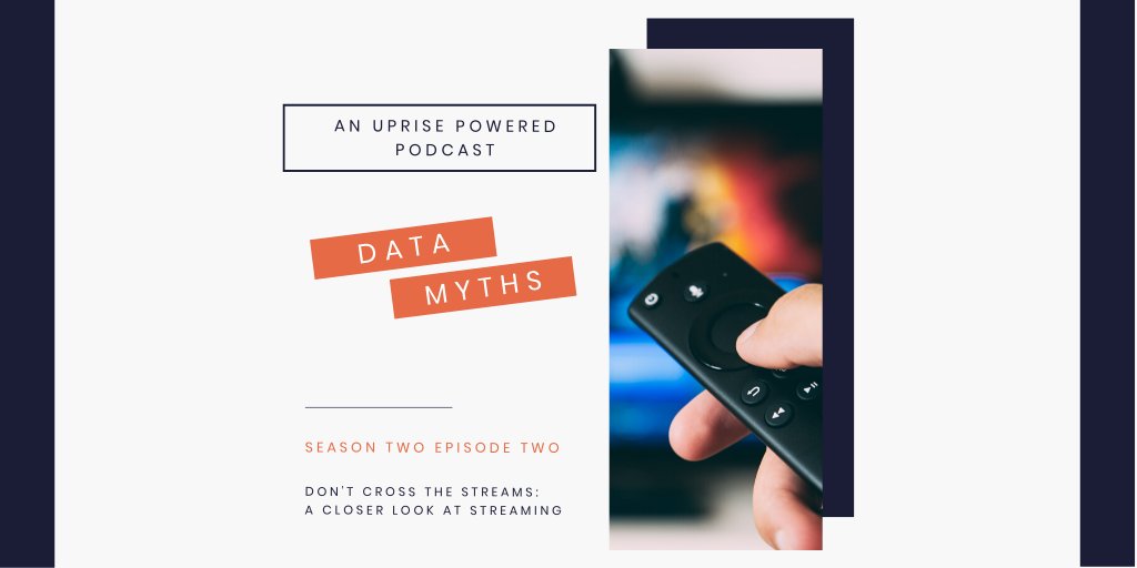 UprisePartners's tweet photo. We just dropped episode two of @DataMyths and we’re talking #Streaming. Subscribe and listen to learn whether it’s time to pull the plug on cable. #DataMyths https://t.co/FlJTzwxxxK https://t.co/lELJxu2PzT