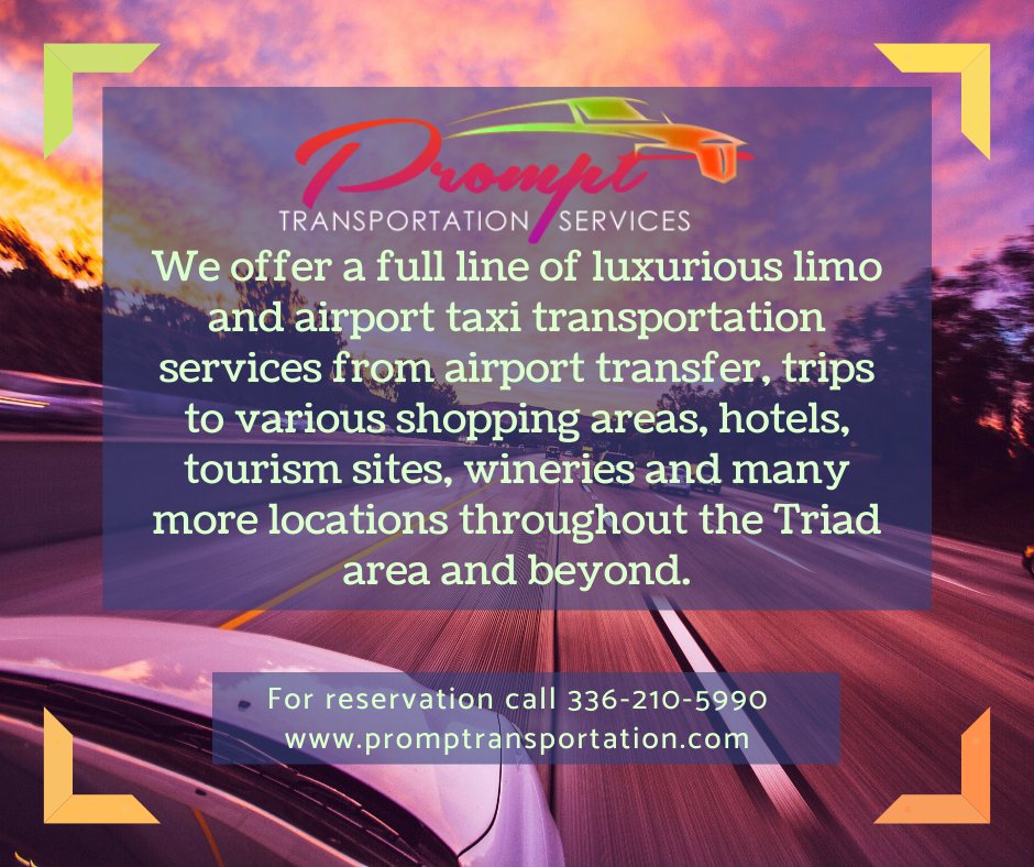 promptransport's tweet photo. We will get you transported anywhere in the area with Prompt Transportation Services that operates almost 24/7, surely your time will be more than worthy. Call us today at 336-210-5990 to get you booked! https://t.co/PCuQhlt66h https://t.co/gOlZPHgqY7