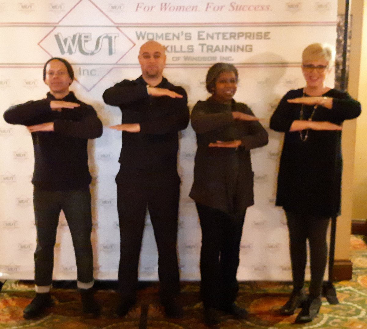 WESTofWindsor's tweet photo. Strike the #EachforEqual pose! @MichelleSWFWE- @WorkforceWE Teajai Travis- @TheBFHouse
Kay Johnson- #uwindsor @UWindsor, @DrBrockVanDyke @WESTofWindsor https://t.co/gqjJsxuqGR