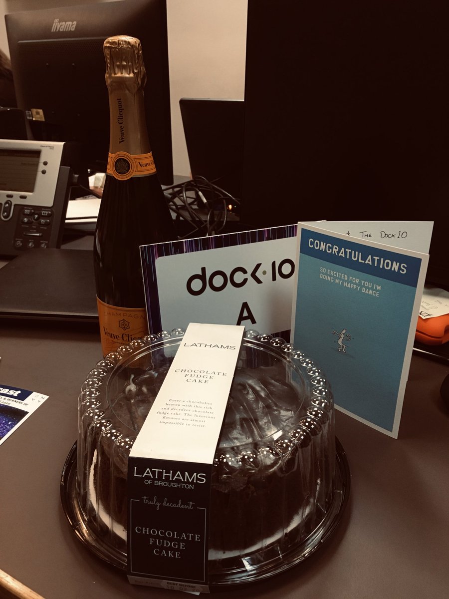 Thank you to our friends ⁦@Bubble_Agency⁩ for your kind gift of fizz & cake (you know the ⁦@dock10⁩ team well) and thanks for the great support #bestposproductionhouse #BroadcastAwards #fridayfizz