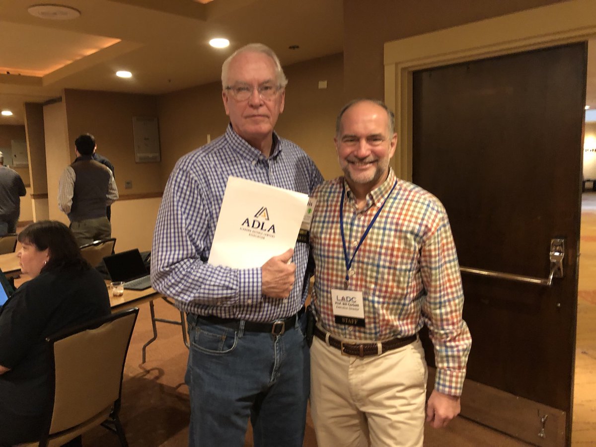 ALDefenseLaw's tweet photo. Dennis Bailey and Professor Bill Corbett, LADC Executive Director.  Prof. Corbett is a native of Phoenix City, AL #SkiCLE #ADLA https://t.co/hTeHA9czt4