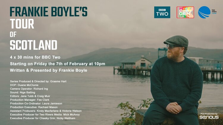 Liquidtv's tweet photo. Can't wait to see @frankieboyle's #TourOfScotland 10pm @BBCTwo tonight, was great to make the Titles and Maps for @media_rivers on it. #LiquidTv #FrankieBoyle #BBC2 https://t.co/Gvyeix0P5F