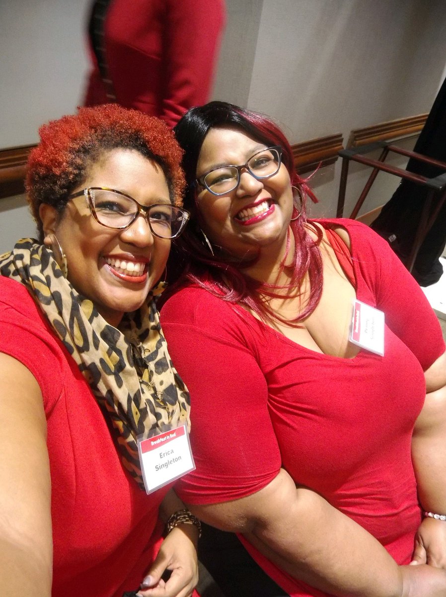 sweetiepiepen's tweet photo. Totally committed to #GoRedForWomen today! Pretty sure @QueenCityE and I were the only duo with hair decked out for the occasion too at #BreakfastInRed! π #CLTGoRed #WeGotThis @HeartofCLT https://t.co/vh4kwHPRS8