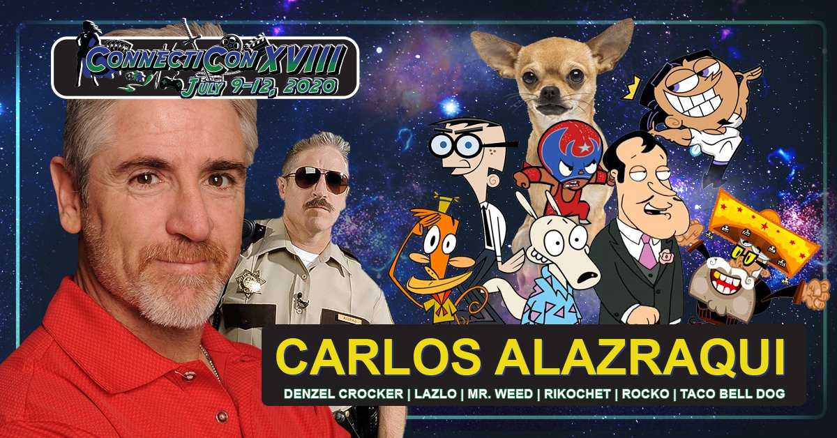 ConnectiCon's tweet photo. Get ready, #Hartford! @carlosalazraqui is coming to #CTCONXVIII!! Register Today!
https://t.co/YmqZD7xHuC
@ComedyCentral

#Reno911 #Rocko #Spunky  #Nickelodeon #RockosModernLife #MrWeed #FOX #Familyguy #Crocker  #FairlyOddParents #Lazlo  @CartoonNetworks #Gidget https://t.co/oJJCAtG8K2