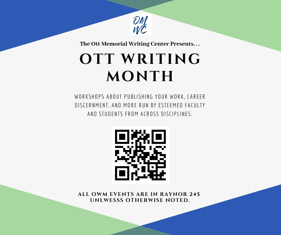OttWC's tweet photo. Ott Writing Month festivities begin next week! Use the QR code to access the full calendar of events, as well as details about each one. https://t.co/8aQEWnKvY8