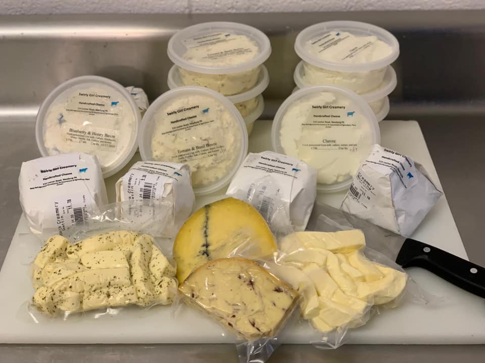 parkview_market's tweet photo. Swirly Girl Creamery is a husband-wife team who started dreaming of owning their own farm and then made it into a reality. Mark and Sara Kelley bought their farm in 2015 and currently make cheese with their own herd of 25 goats and 5 Jersey cows. #familybusiness #farmersmarket https://t.co/ALuUq43Qpi
