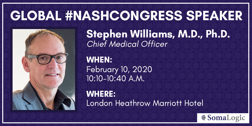 Our Chief Medical Officer, Stephen Williams, M.D., Ph.D., will be speaking at the Global #NASHCongress about the discovery and validation of protein signatures for NAFLD risk and NASH status. Don't miss this presentation about the promise of plasma #protein patterns.