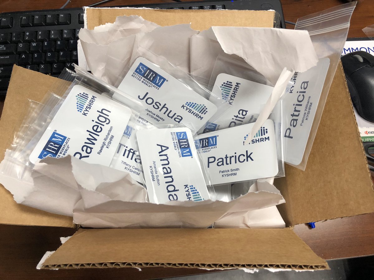 KYSHRM's tweet photo. How exciting! The 2020 KYSHRM State Council badges have arrived. Check out our new look! #kyshrm #shrm #newyearnewlook #movingHRforward https://t.co/Em7q6PrSwh