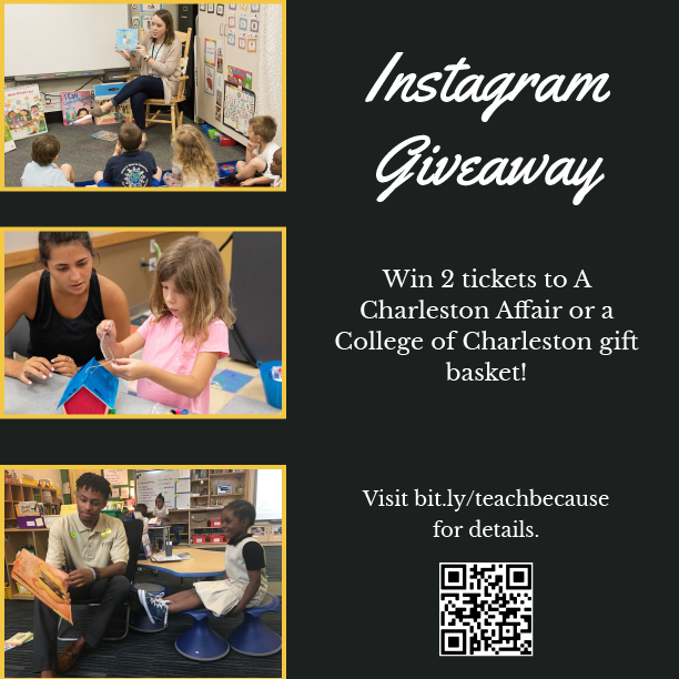 We are awarding 2 tickets to A Charleston Affair and a CofC gift basket! Find out how you can win: bit.ly/teachbecause #ITeachBecause #ISupportTeachersBecause