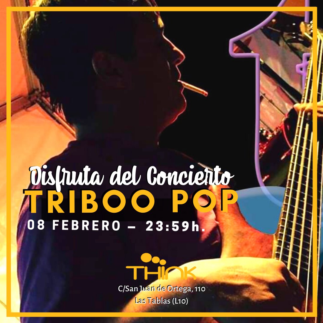 thinkmadridbar's tweet photo. Este sábado vuelve TRIBOO POP a Think!! 💥 No te pierdas el conciertazo!! Un grupo de pop-rock español con el que disfrutarás al máximo. Te esperamos!!  🎸🤘🎼🎵

📍 Think Café Espectáculo
🚈Las Tablas (L10)
⏰18 de Enero a las 23:59h.

#think #conciertos #triboopop https://t.co/VXNEnplTtJ