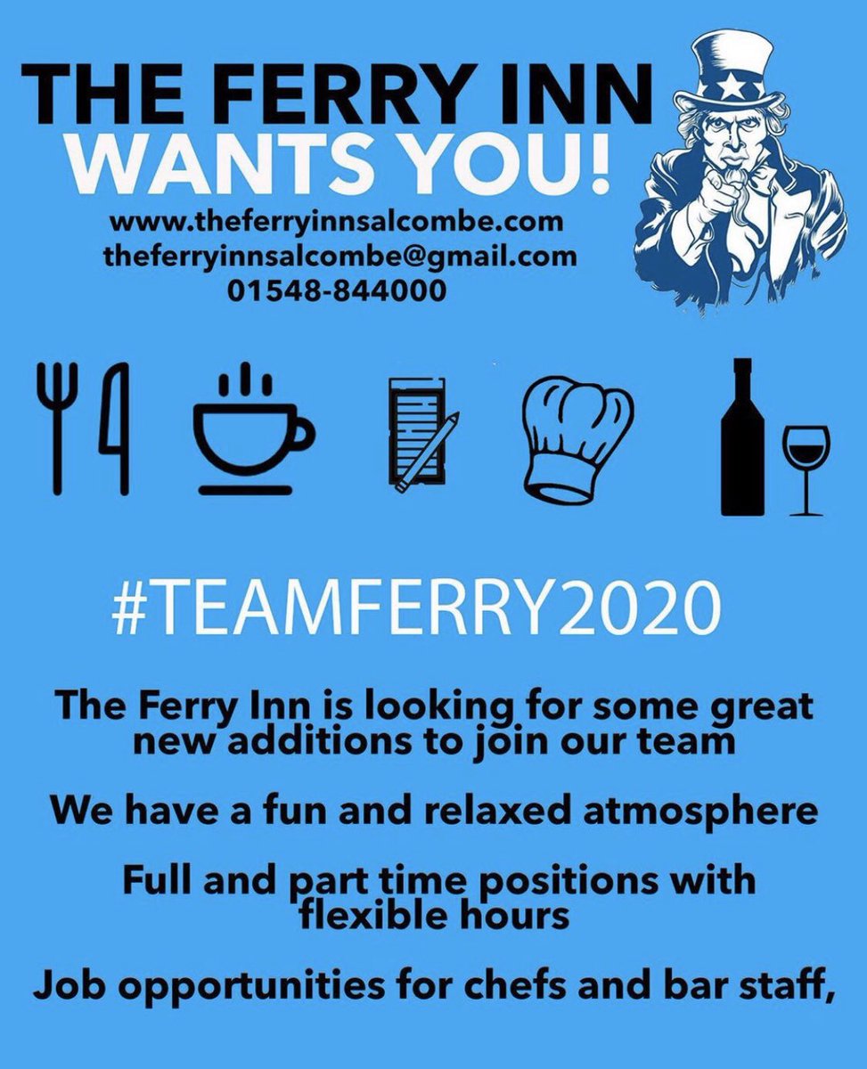We’re hiring! #salcombe #devon #jobs #pub #hiring #southhams #theferryinn #ferryinn #employment