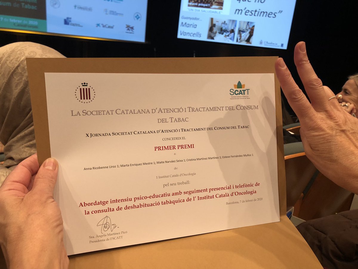 TobControlUnit's tweet photo. #SCATT2020: Les infermeres de l’@ICOnoticies #SomUCT guanyen el primer Premi a les millors Comunicacions orals de la X Jornada de l’@scattsocietat. Felicitats🍾!#CatalanNursingNow https://t.co/aO3mYO5xHi