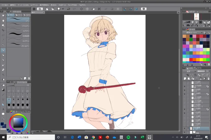 今日の進捗
初めてラフに色付けてみたかも 