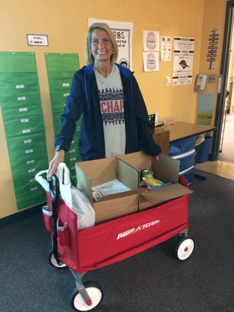 MrsPerkinsTeach's tweet photo. Last week my class showed great kindness by bringing food to fill up a LovePacs box to help support a local family in need.  Our goal was to fill up one box, but we collected enough food to fill two boxes. #AubreyProud #inspiringchaps https://t.co/EbdqaBjNAn