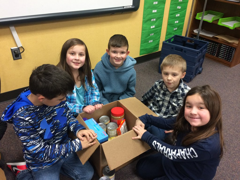 MrsPerkinsTeach's tweet photo. Last week my class showed great kindness by bringing food to fill up a LovePacs box to help support a local family in need.  Our goal was to fill up one box, but we collected enough food to fill two boxes. #AubreyProud #inspiringchaps https://t.co/EbdqaBjNAn