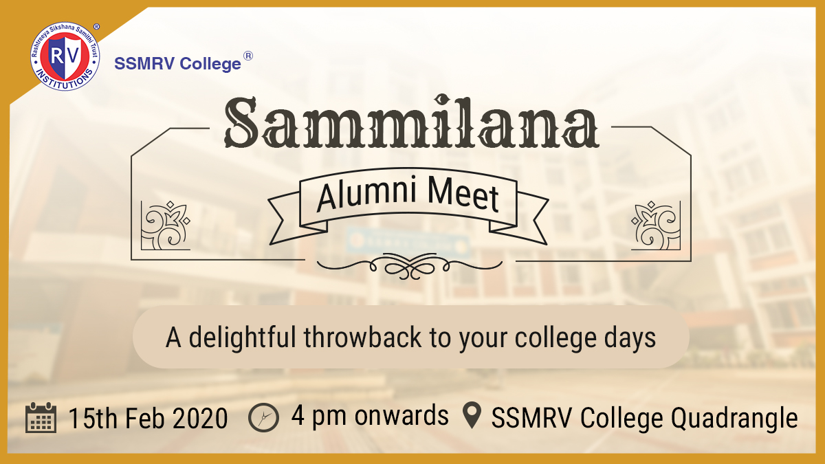 RVInstitutions's tweet photo. Relive your college days with your batchmates and professors on the 15th of February. Join us at @ssmrvcollegeblr's alumni meet "Sammilana" and get a chance to revisit your days of learning.
#RVInstitutions #GoChangeTheWorld #SSMRV #Alumni #Meet #Event https://t.co/n9tlLI3XHq