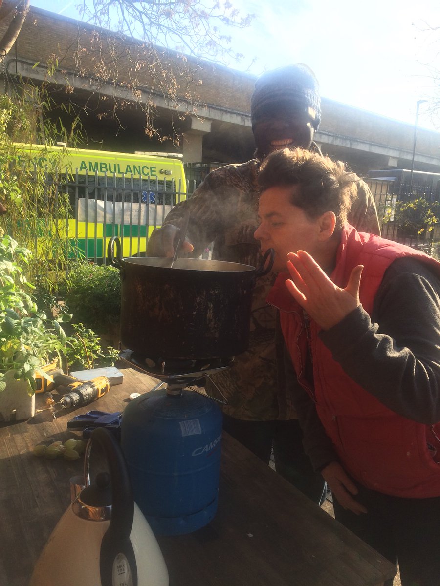 It’s time for lunch #leekkalepotatosoup #homegrown with Friends of Archbishops Park Gardening club , mmmmm smells good