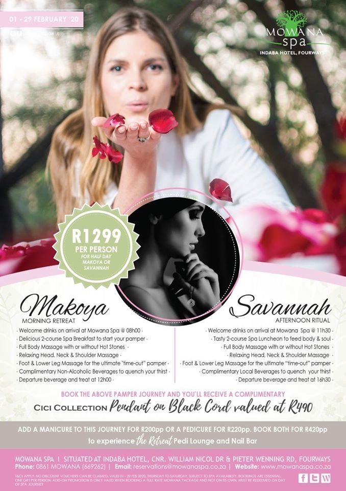 HJ, if you're in need of a pamper - and let's be real who isn't? Make sure you head straight to <a href="/MowanaSpa/">Mowana Spa</a> at <a href="/IndabaHotel/">Indaba Hotel</a> to indulge in their amazing February specials!