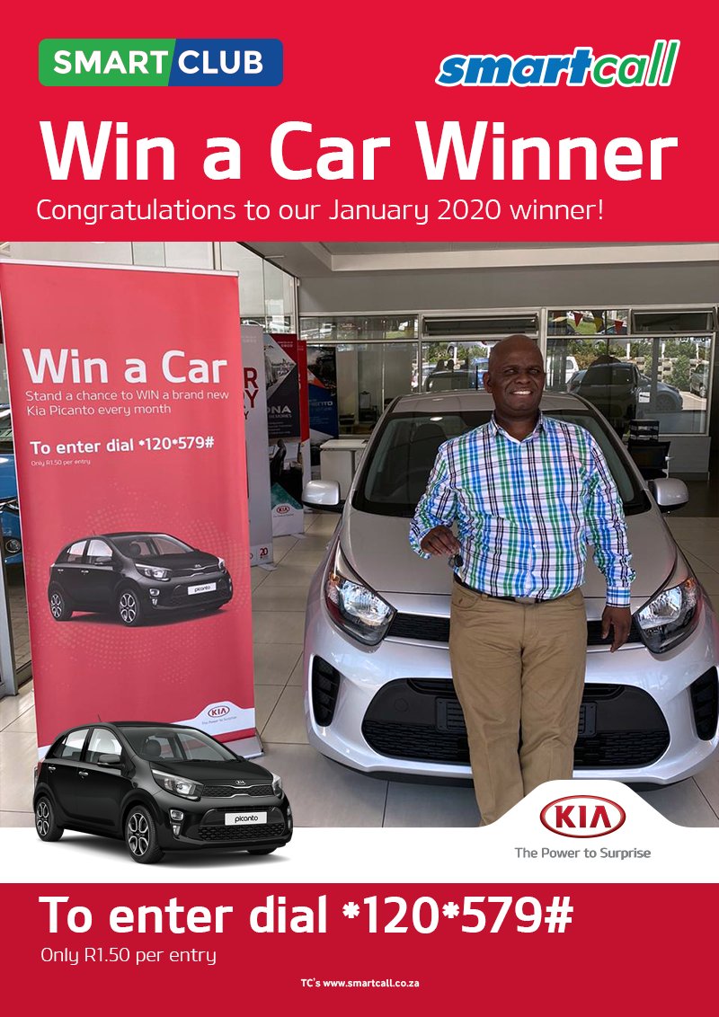 SmartcallVSP2's tweet photo. Is #February your lucky month? Enter the Smartcall win a car as many times as you want *120*579# R1.50 per entry for a chance to #WIN.

 Congrats again to our January car winner. #Smartcallwinacar https://t.co/dqIZmmOfss