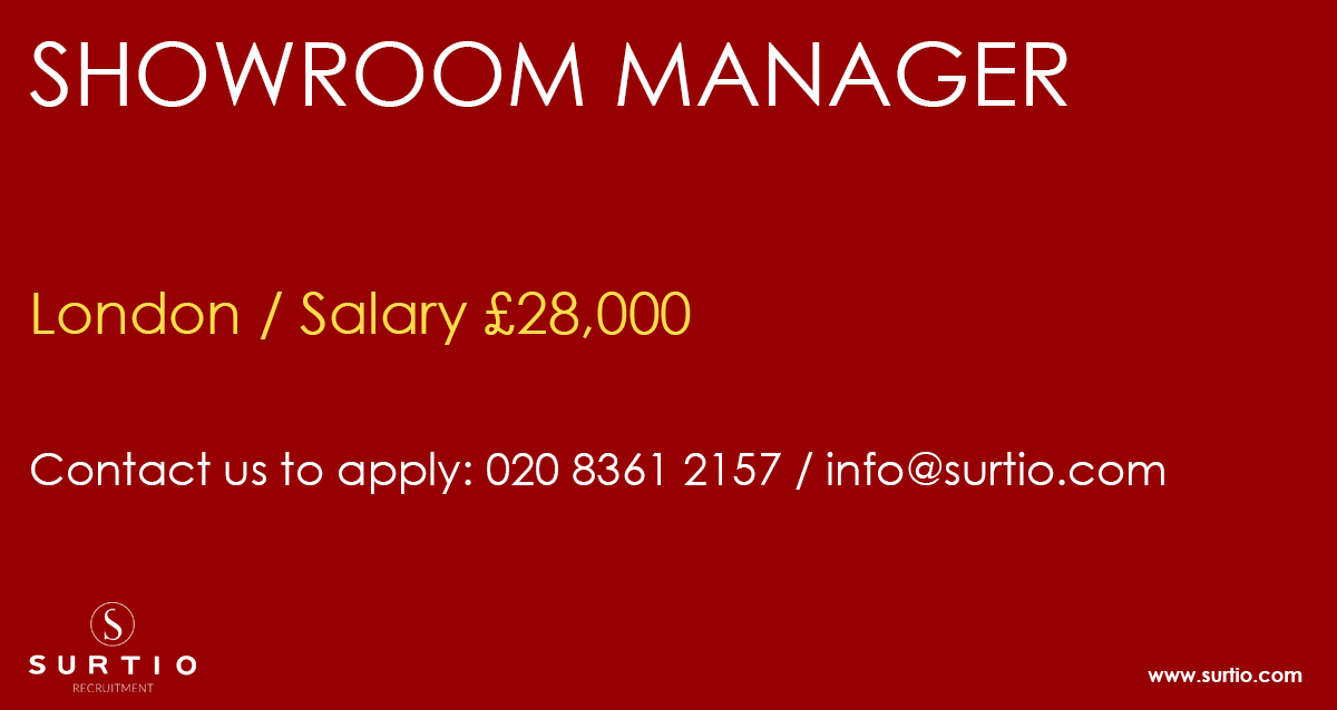 New job: Showroom Manager (including social media management) at a contract furniture manufacturer in London - salary £28,000 - to apply just call the office (020 8361 2157) or send an email (info@surtio.com) - read more here: ow.ly/bJHz50yg2G1

#London #Showroom #Furniture