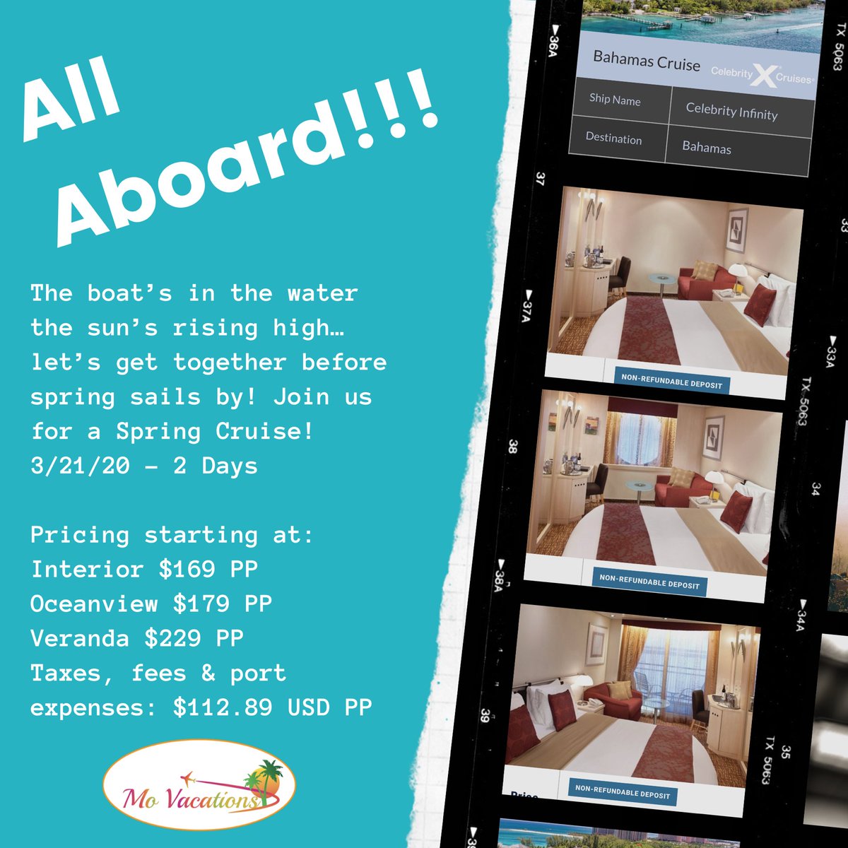 MoVacations's tweet photo. This is the perfect cruise for first timers!  The boat’s in the water the sun’s rising high… let’s get together before spring sails by! 
Join us for a Spring Cruise!  
DM for details. https://t.co/oLWJTshgZp